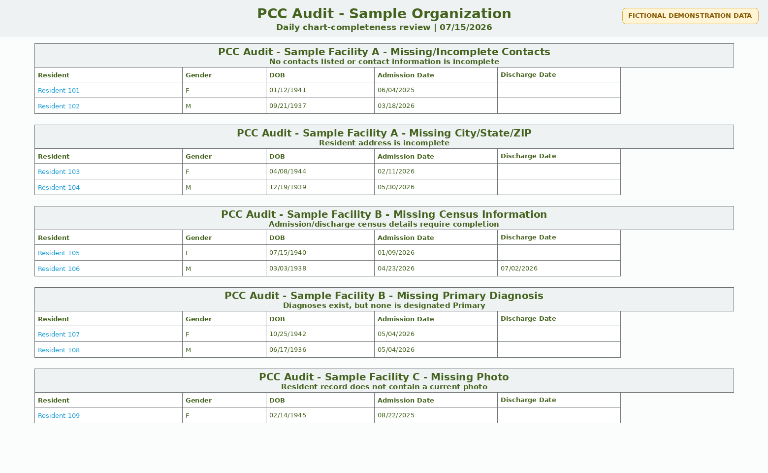 Fictional PCC Audit report preview
